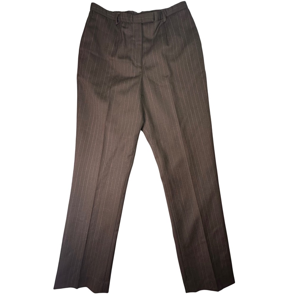 Pendleton Virgin Wool Pinstripe Trousers High Rise Office Dark Academia 6 Brown